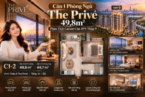 Căn 1 Phòng Ngủ The Privé 49,8m² – Phân Tích Layout Căn 1PN Tháp 9