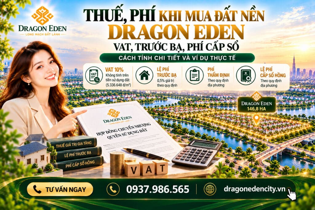 Thuế, Phí Khi Mua Đất Nền Dragon Eden: Cách Tính VAT 10%, Lệ Phí Trước Bạ Và Phí Cấp Sổ Hồng